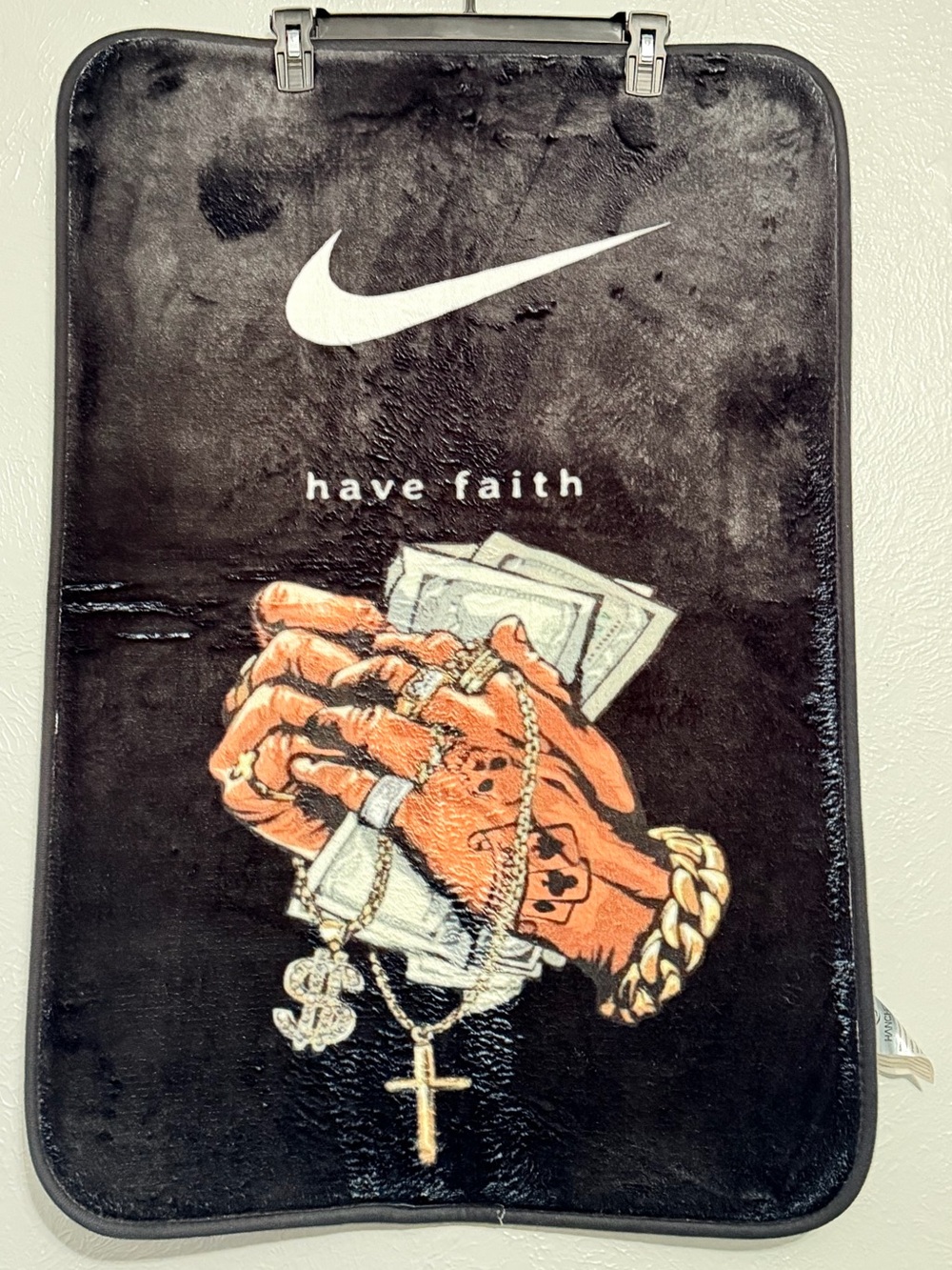Nike 'Have Faith' Graphic Black Rug/Wall Decor Custom Made 34x23 in.